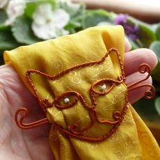 Kočka - spona na pleteninu, šátek