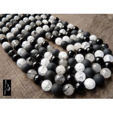 Křišťál a onyx - směs kuliček 10 mm, 4 ks M077