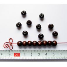 Dřevěné kuličky tmavě hnědé 8 mm, 1 ks K002