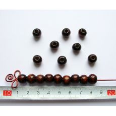 Dřevěné kuličky tmavě hnědé 10 mm, 1 ks K003