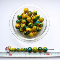 Mramorová kulička žluto-modro-zelená 14 mm, 1 ks