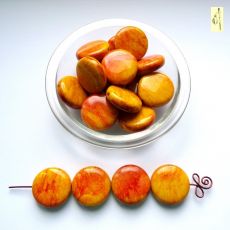 Mramorová placička žluto-červená 25 mm, 1 ks K034