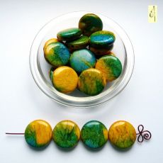 Mramorová placička žluto-modro-zelená 25 mm, 1 ks