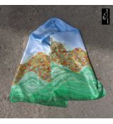 Podzimní hory, šál 130x35 cm pongé 6 HV012