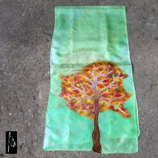 Zelený podzim, šál 130x35 cm pongé 6 HV014