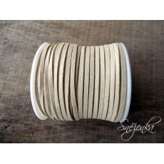 Řemínek imitace semiše, krémový, šíře 3 mm, 1 m NM025